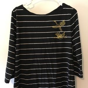 A New Day black and white striped 3/4 sleeve top